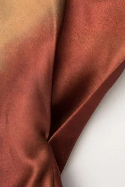 Tie Dye Asymmetric Cowl Neck Satin Maxi Dress