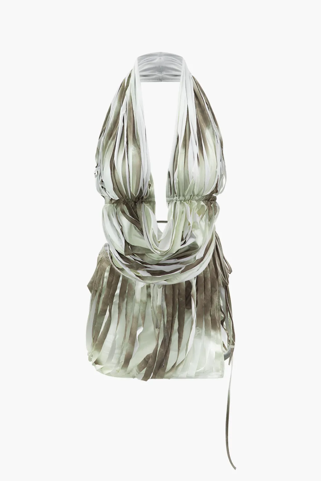 Tie Dye Destroyed Halter Top And Asymmetric Mini Skirt Set