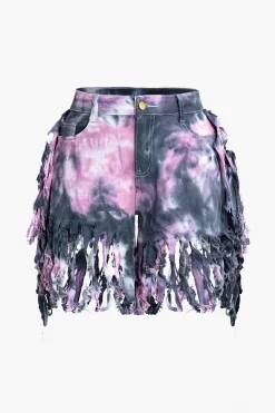 Tie Dye Fringe Shorts