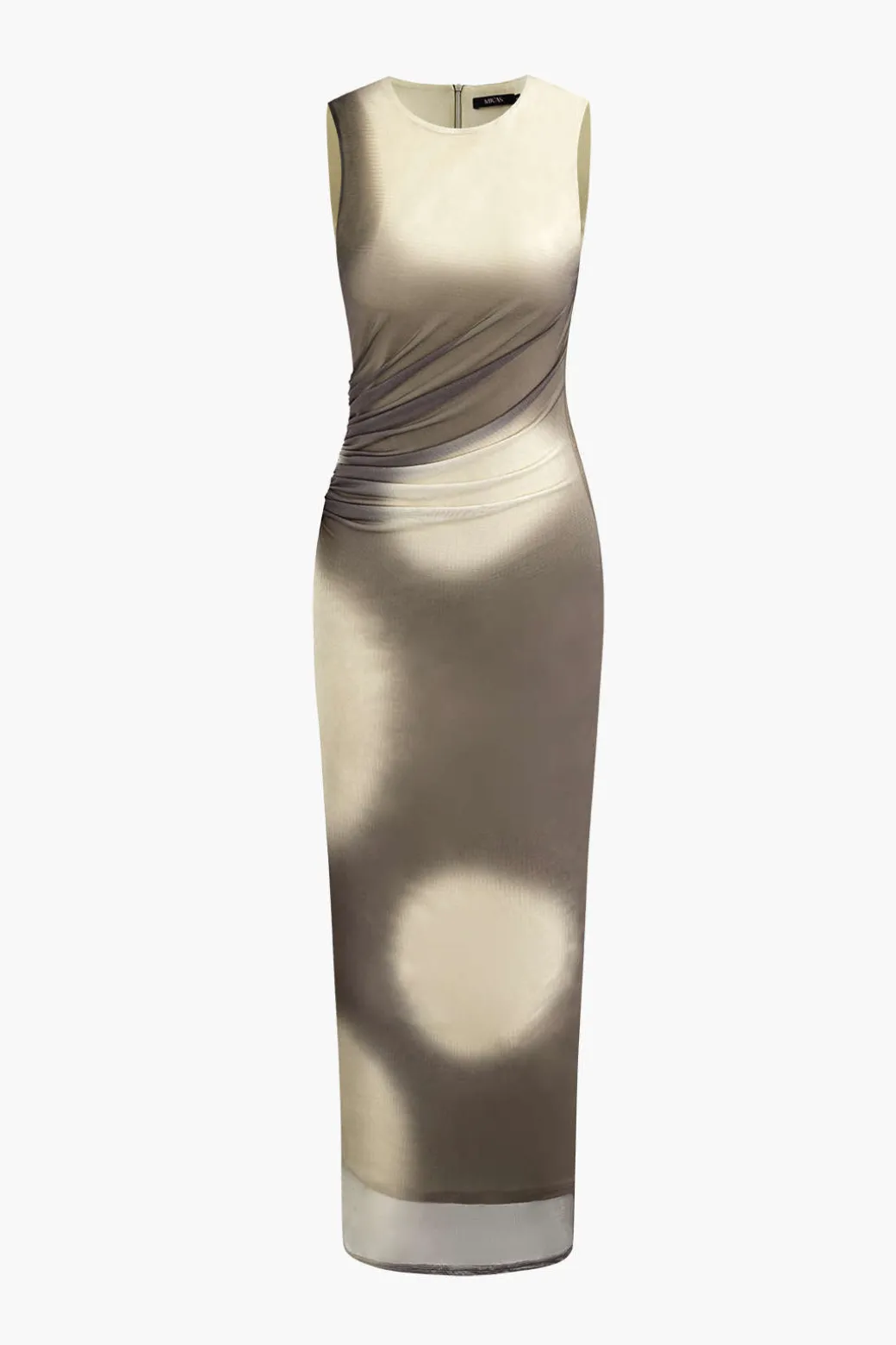 Tie Dye Mesh Slit Sleeveless Maxi Dress