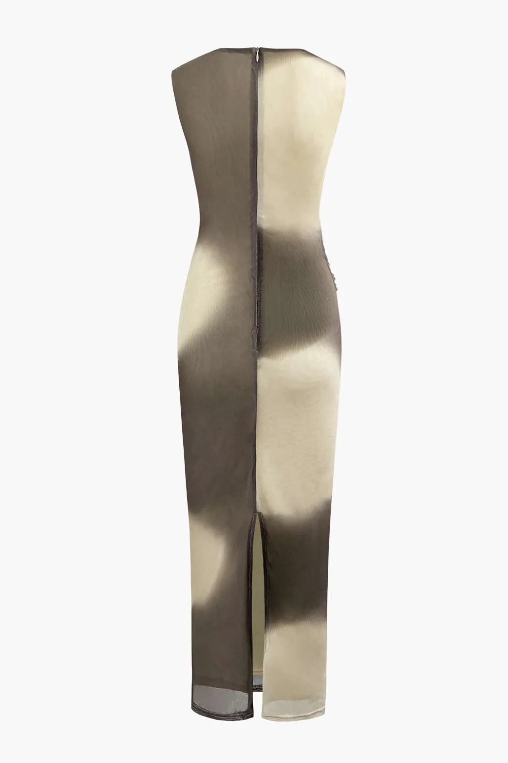 Tie Dye Mesh Slit Sleeveless Maxi Dress