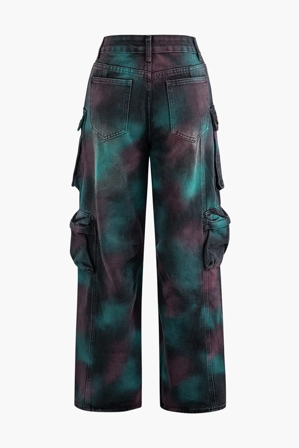 Tie Dye Multi Pocket Straight Leg Cargo Jeans
