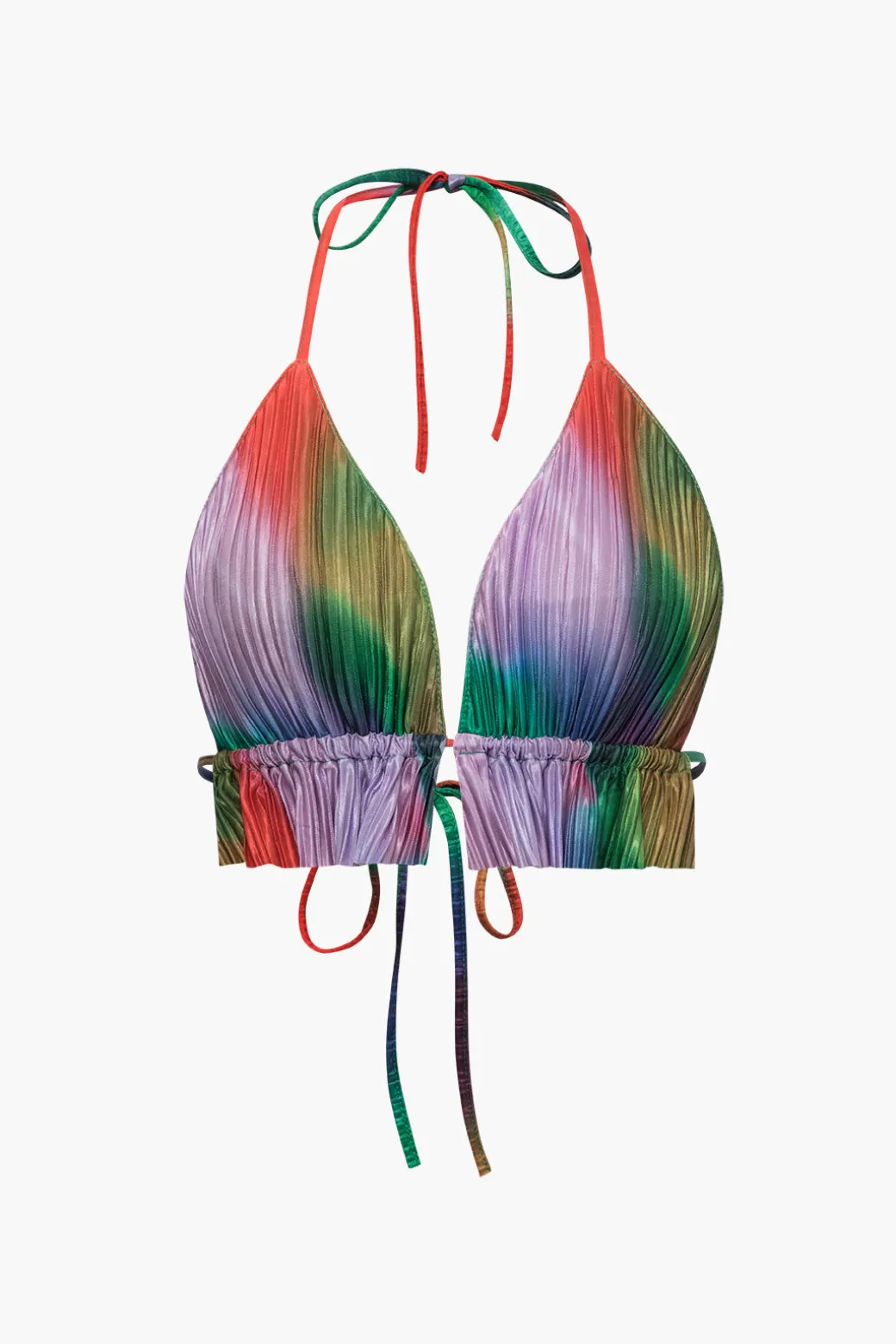 Tie Dye Plisse Halter Top And Pants Set
