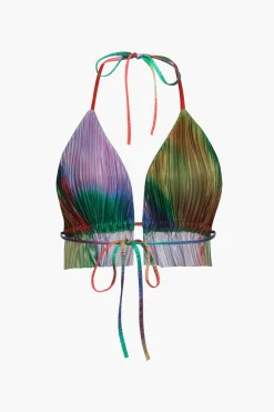 Tie Dye Plisse Halter Top And Pants Set