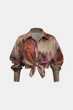 Tie Dye Print Long Sleeve Collar Shirt