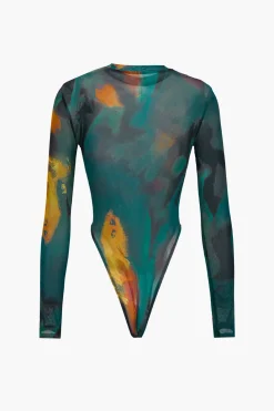 Tie Dye Print Long Sleeve Bodysuit