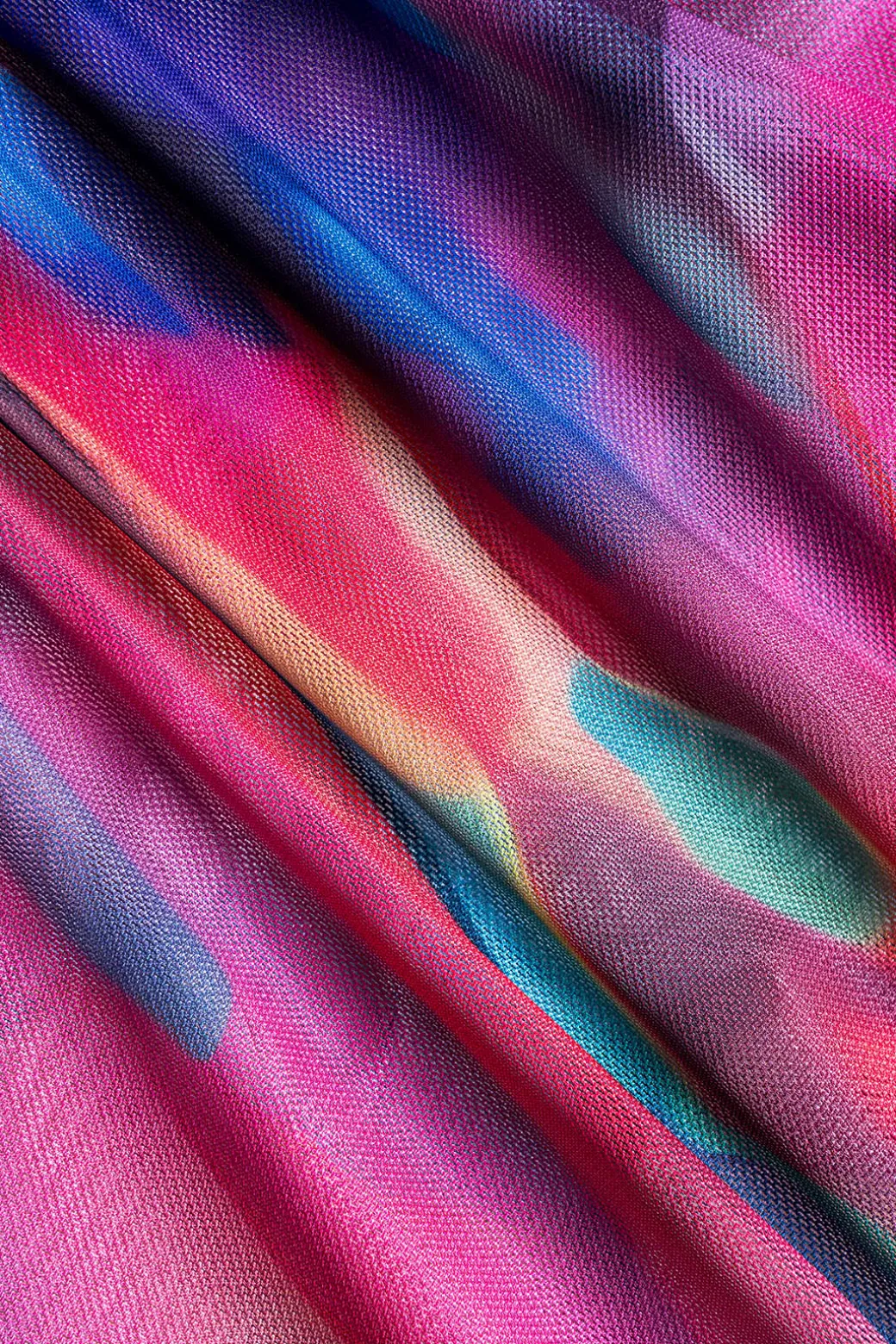 Tie Dye Print Mesh Long Sleeve Sheer Bodysuit