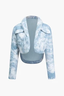 Tie Dye Print Padded Pocket Long-Sleeve Puffer