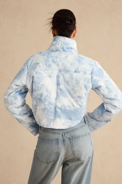 Tie Dye Print Padded Pocket Long-Sleeve Puffer