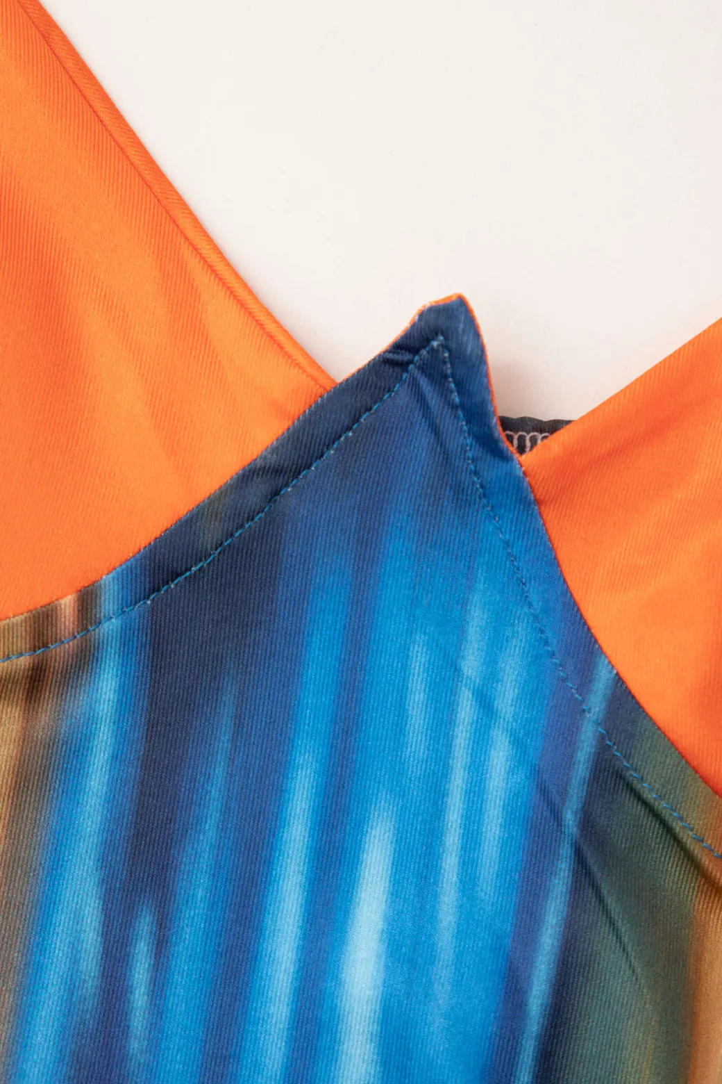 Tie Dye Print V-neck Ruched Maxi Dress