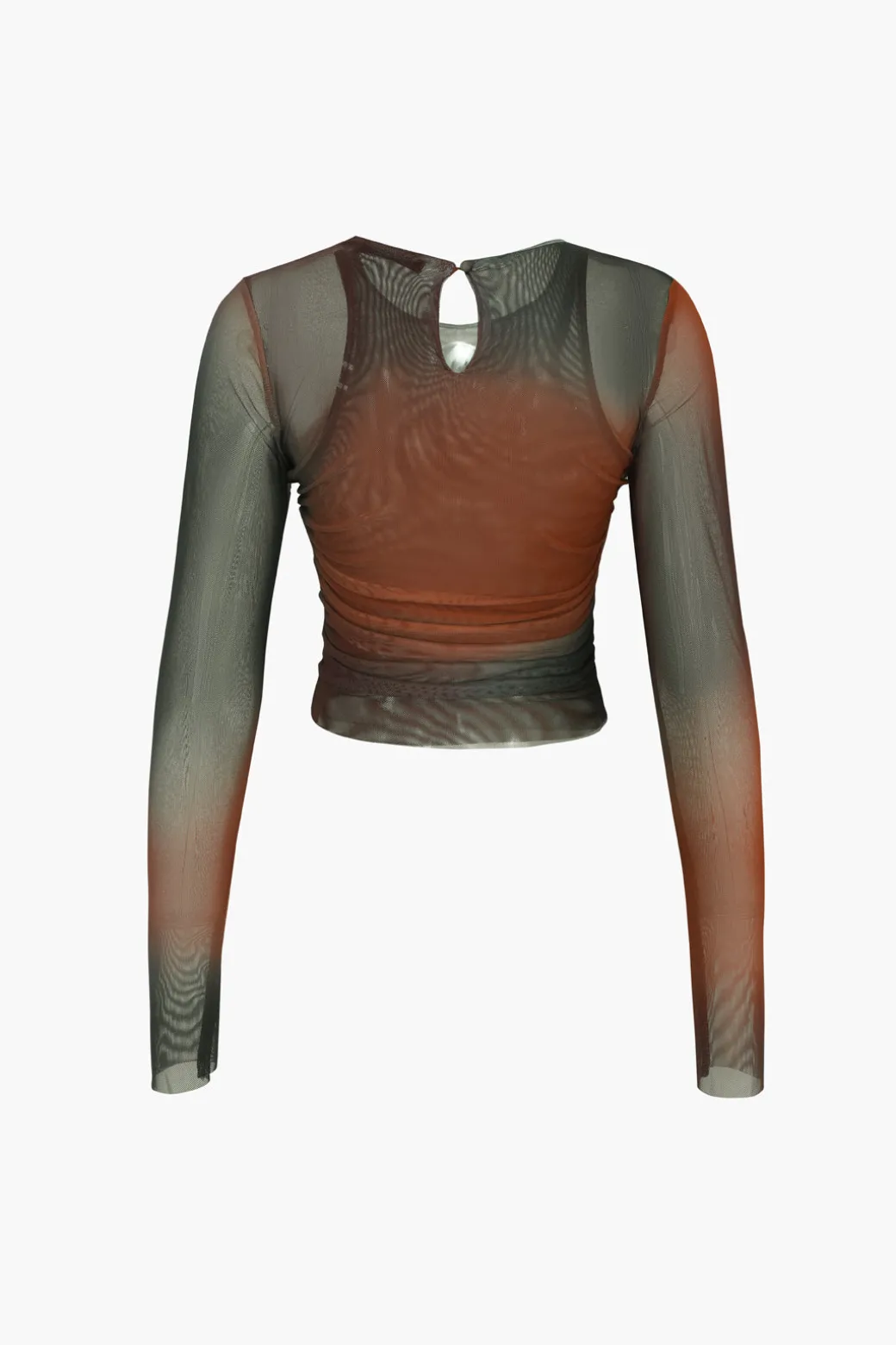 Tie Dye Sheer Mesh Long Sleeve Top