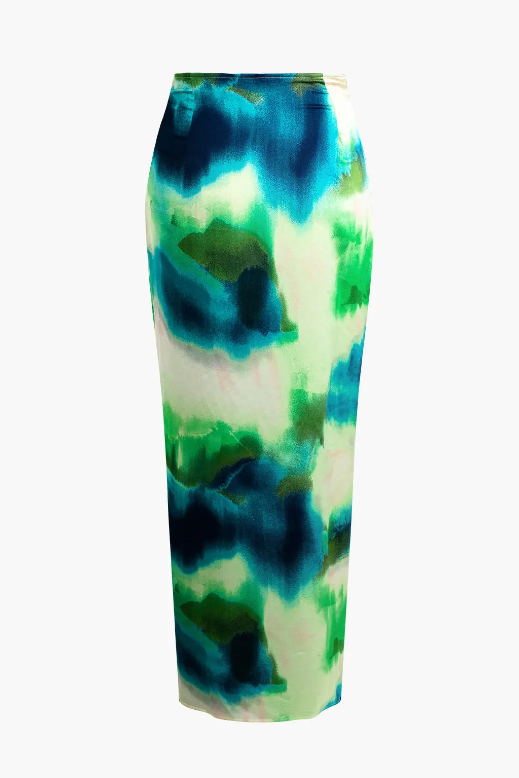Tie Dye Twist Split Midi Skirt