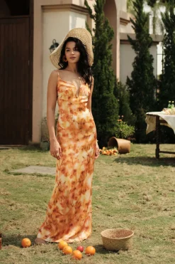 Tie Dye V-neck Backless Slip Maxi Dress