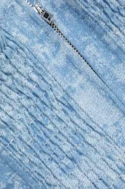 Tie Dye V-neck Denim Strapless Top