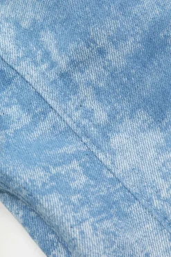 Tie Dye V-neck Denim Strapless Top