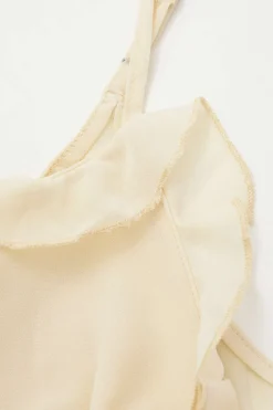 Tie Front Sheer Ruffle Cami Top