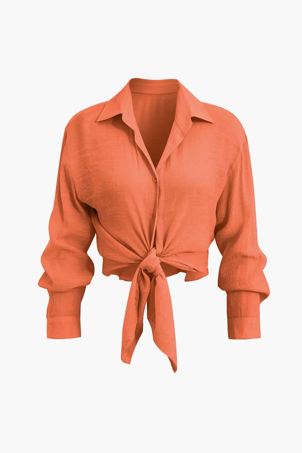 Tie Front Shirt And Wide Leg Pants Set