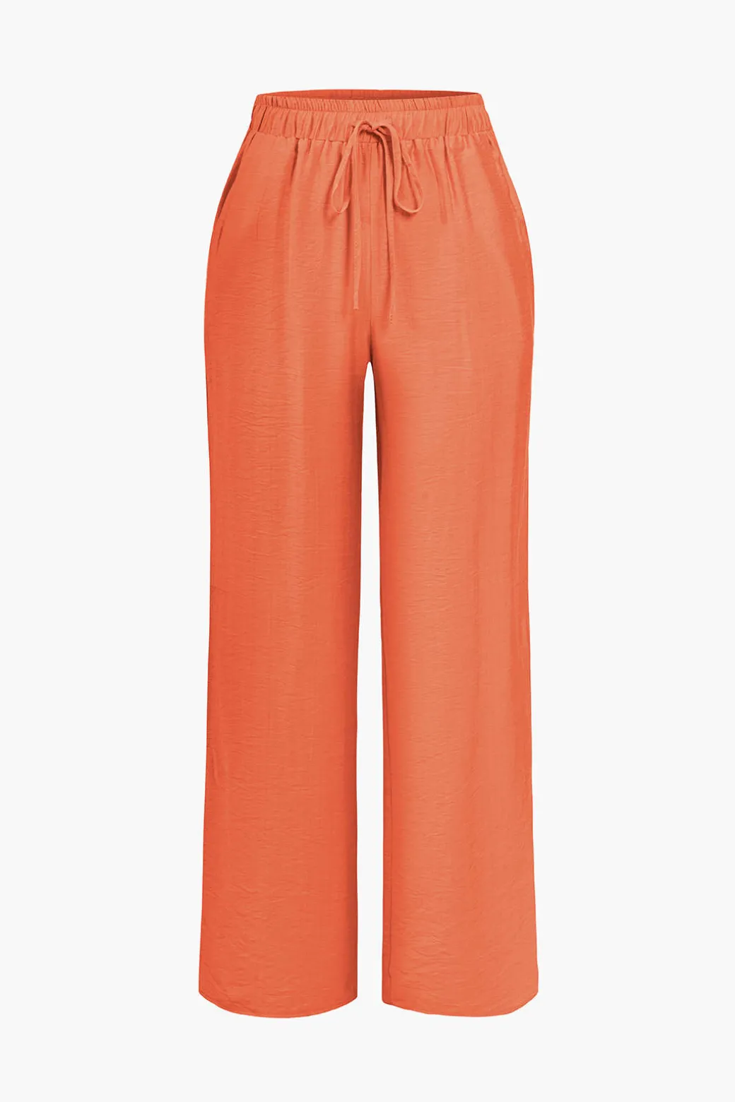 Tie Front Shirt And Wide Leg Pants Set