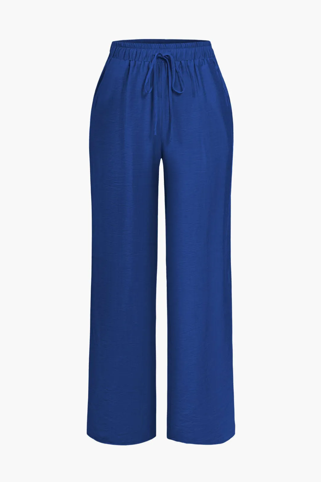 Tie Front Shirt And Wide Leg Pants Set