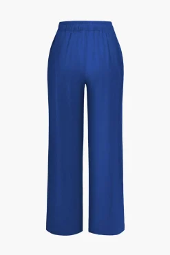 Tie Front Shirt And Wide Leg Pants Set
