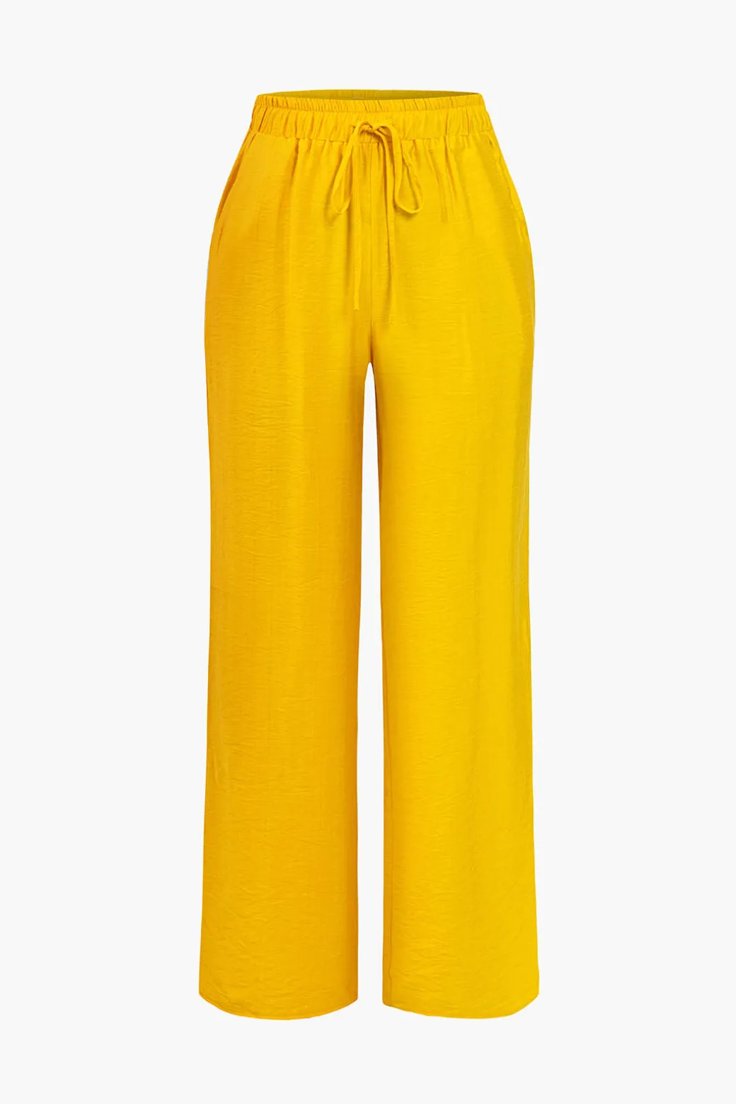 Tie Front Shirt And Wide Leg Pants Set