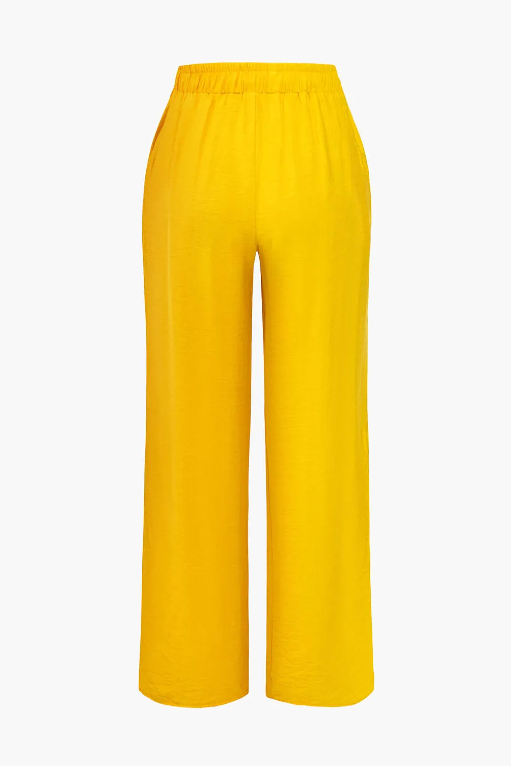 Tie Front Shirt And Wide Leg Pants Set