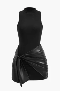 Tie Front Sleeveless Mini Dress