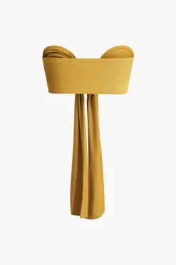 Tie Knot Front Ruched Tube Top And Pleated Wide Leg Pants