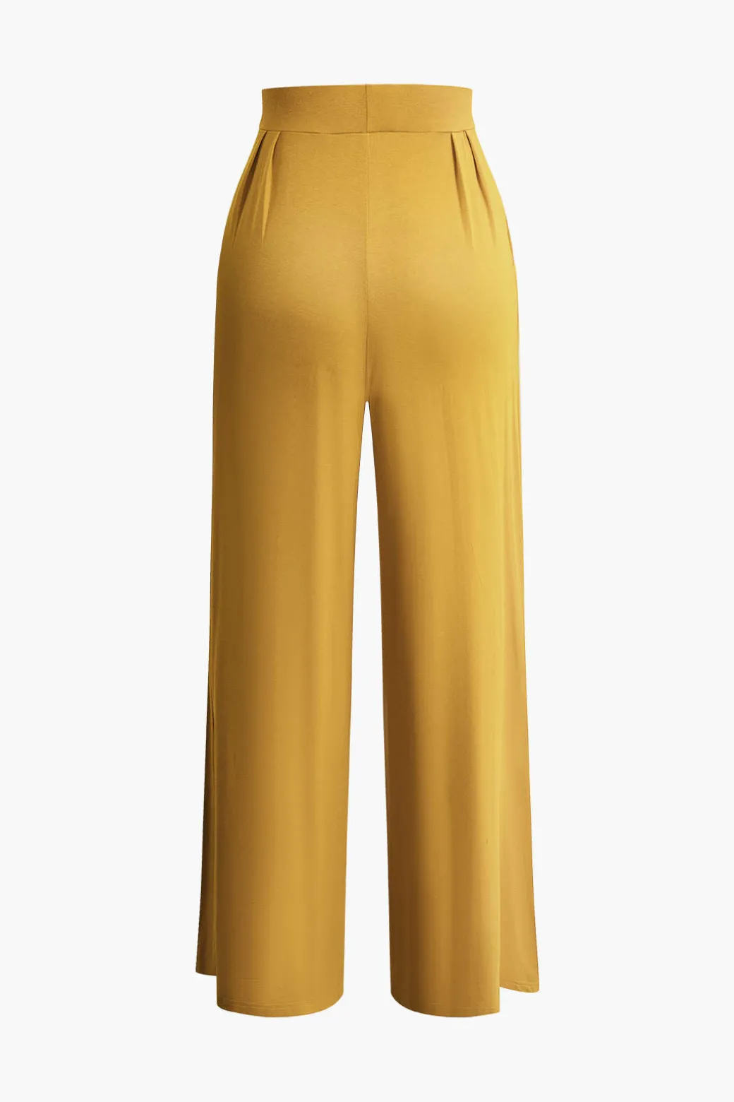 Tie Knot Front Ruched Tube Top And Pleated Wide Leg Pants