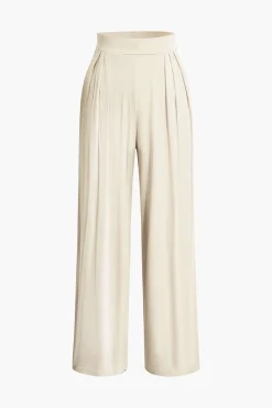 Tie Knot Front Ruched Tube Top And Pleated Wide Leg Pants