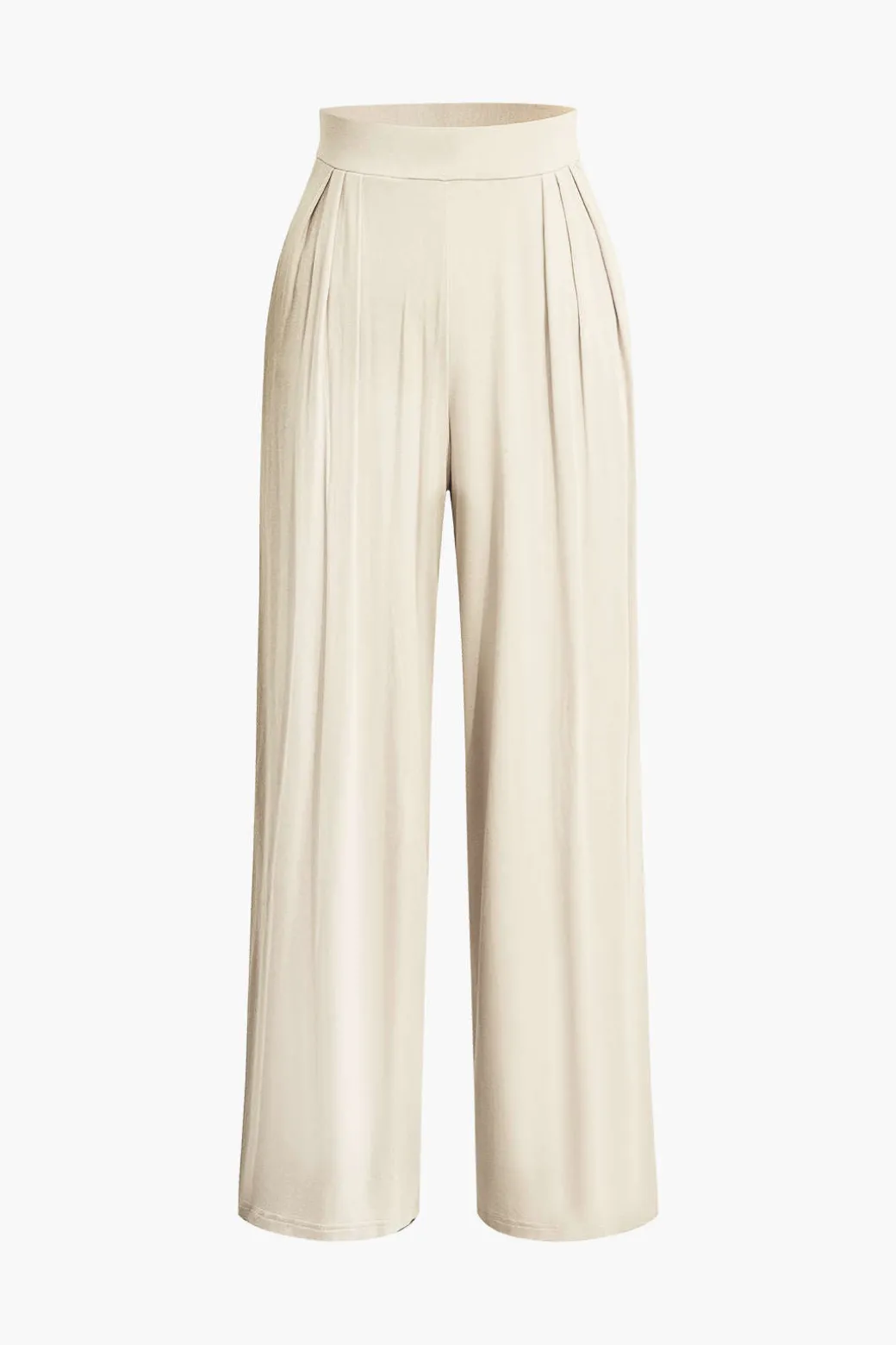 Tie Knot Front Ruched Tube Top And Pleated Wide Leg Pants