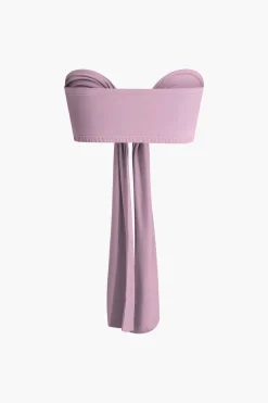 Tie Knot Front Ruched Tube Top And Pleated Wide Leg Pants