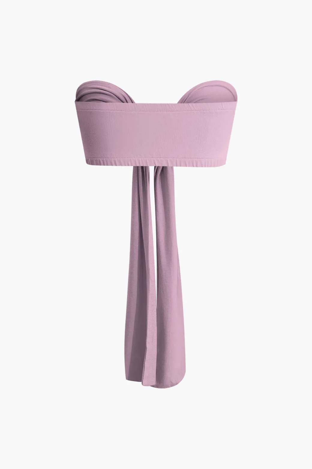 Tie Knot Front Ruched Tube Top And Pleated Wide Leg Pants