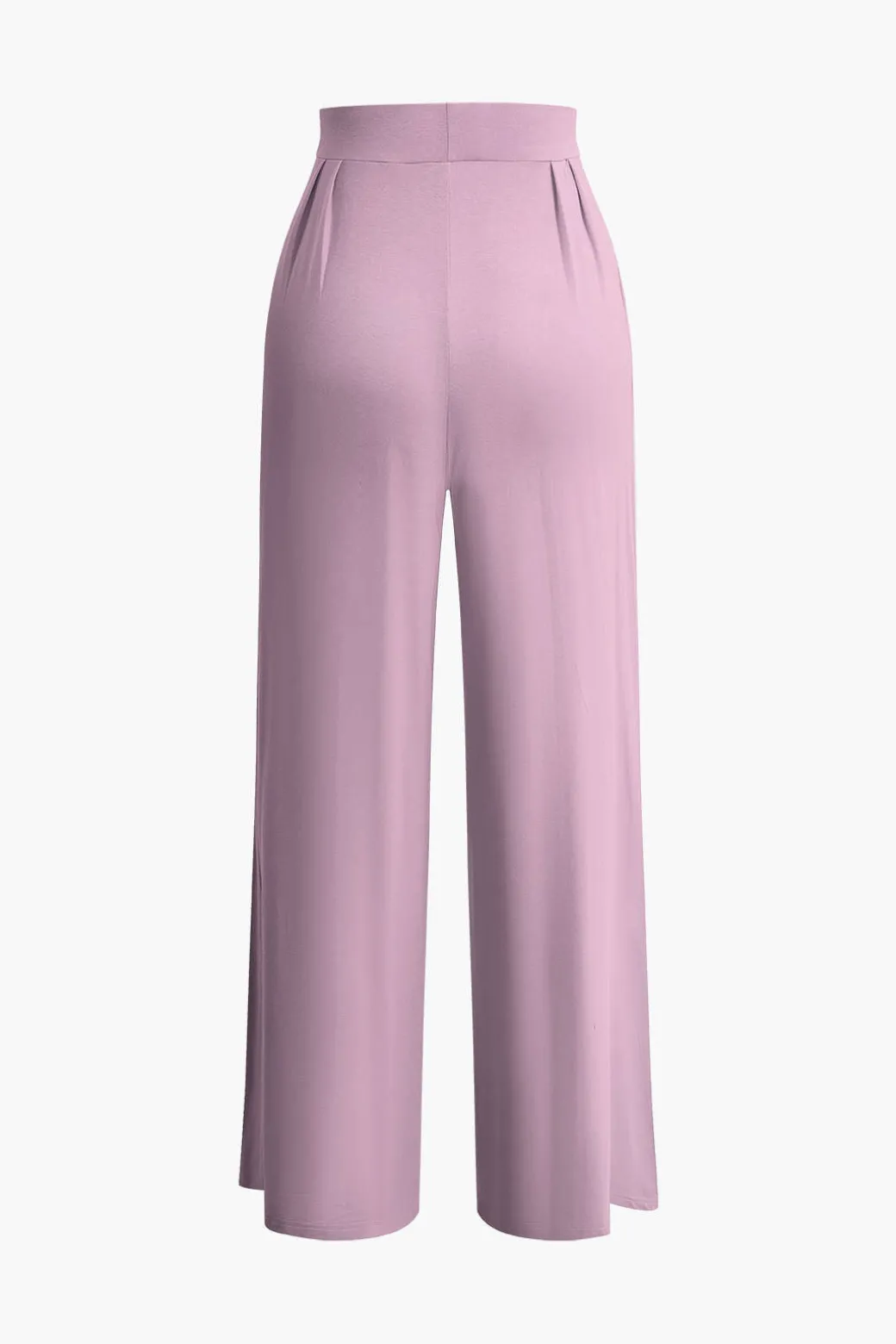 Tie Knot Front Ruched Tube Top And Pleated Wide Leg Pants