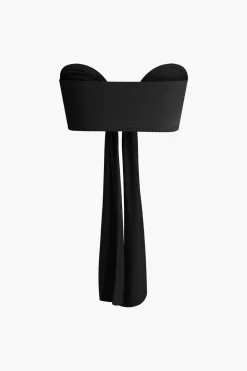 Tie Knot Front Ruched Tube Top And Pleated Wide Leg Pants