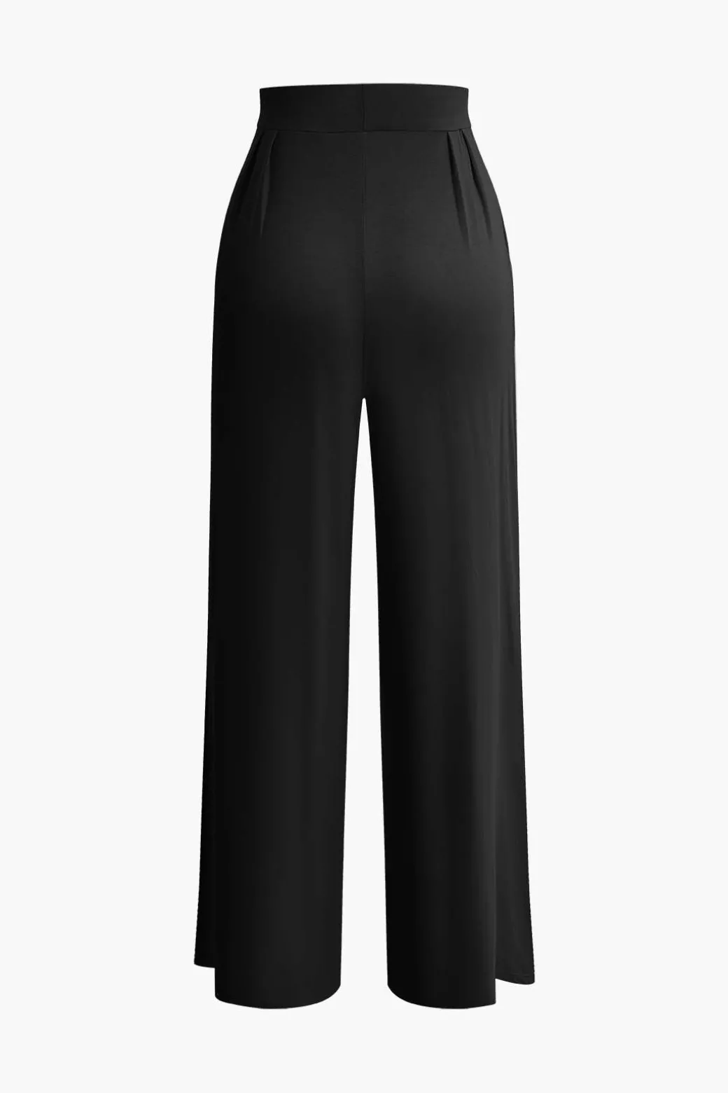 Tie Knot Front Ruched Tube Top And Pleated Wide Leg Pants