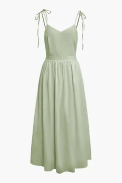 Tie Strap Backless Pleated Maxi Dress