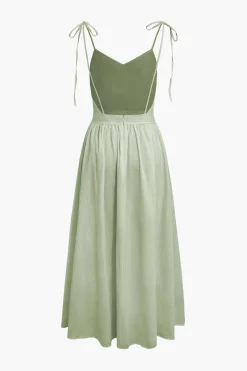 Tie Strap Backless Pleated Maxi Dress