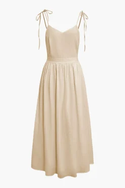 Tie Strap Backless Pleated Maxi Dress