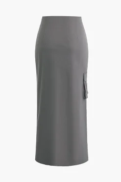 Tie Wrap Split Midi Skirt