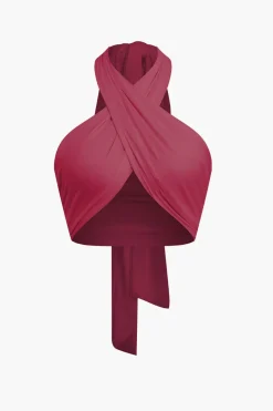 Tie-Back Cross Halter Tank Top