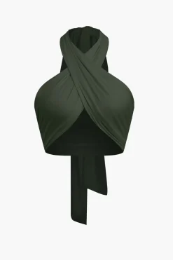 Tie-Back Cross Halter Tank Top