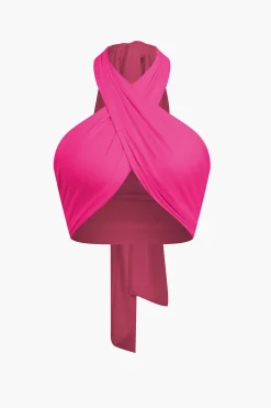 Tie-Back Cross Halter Tank Top