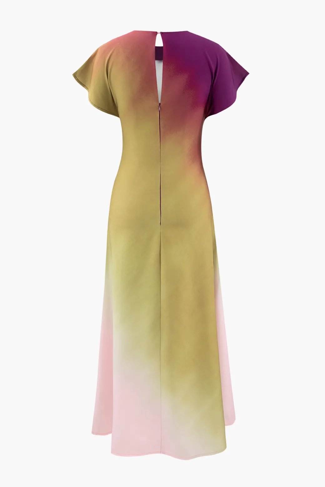 Tie-Dye Satin Cap Sleeve Maxi Dress