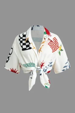 Tropical Print Shirt and Shorts Set