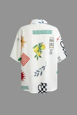 Tropical Print Shirt and Shorts Set