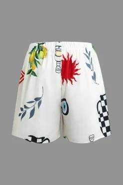Tropical Print Shirt and Shorts Set