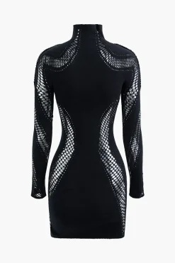 Turtleneck Cut Out Long Sleeve Mini Dress