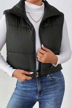 Turtleneck Zip-Up Puffer Vest
