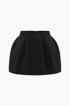 Tweed High Waist Ruched Skirt